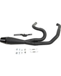 Sawicki 2 into 1 Black Shorty Cannon Pipe Black Tip Exhaust Harley Touring 17-Up