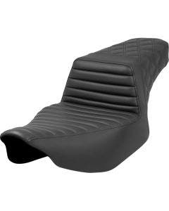 Saddlemen Step-Up Black Front TR Rear LS W/Black Stitch Seat Harley 23-24 FLH/FLT