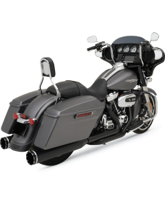 Khrome Werks Black Dominator Header Exhaust 4.5&quot; Muffler Black Tracer M8 Harley