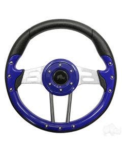 RHOX Golf Cart 13" Steering Wheel Aviator 4 Blue Grip Aluminum Spokes 