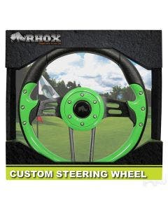 RHOX Golf Cart 13" Steering Wheel Aviator 4 Lime Green Grips Black Spokes 