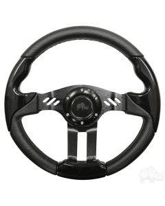 RHOX Golf Cart 13" Steering Wheel Aviator 5 Carbon Fiber Grip Black Spokes EZ-go