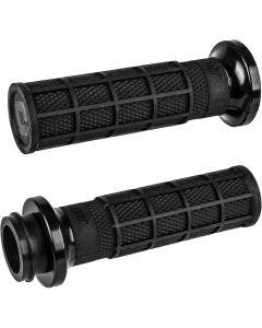 ODI Hart-Luck Signature Black Waffle 1" Grips Harley w/ Cable Throttle 84-Up