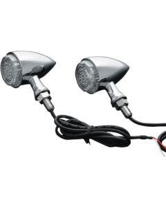 Kuryakyn 2508 Chrome Torpedo Front Indicator Turn Signal Lights Amber Lens 12V