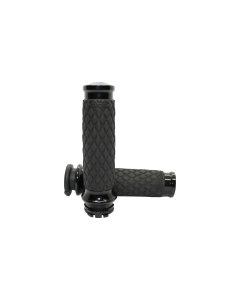 Avon Grips Black Anodized Diamond Contour Custom Grips for Harley TBW 08-23