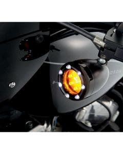Arlen Ness Black Fire Ring Turn Signals White LED Amber Lens Bullet Deuce Style