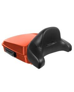 Hogworkz Laguna Orange Harley Chopped Tour Pack Full Backrest Black Hardware for Harley FLH '97-'24