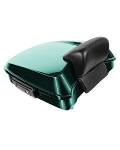 Hogworkz Alpine Green Chopped Tour Pack w/ Slim Backrest Black Hardware for Harley FLH '97-'24