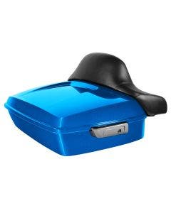 Hogworkz Electric Blue Chopped Tour Pack Full Backrest Chrome Hardware for Harley FLH '97-'24