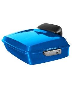 Hogworkz Electric Blue Chopped Tour Pack Slim Backrest Chrome Hardware for Harley FLH '97-'24