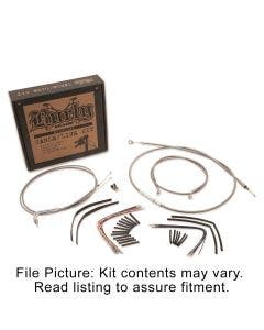 Burly Braided Stainless Steel Cable/Line Kit For 18" Apehangers Harley FXST/B/C/D 2007-2010