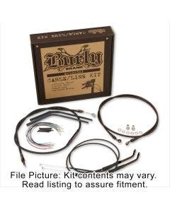 Burly Black Vinyl Extended Cable Kit for 18" Gorilla Bars Harley FLST 11-14