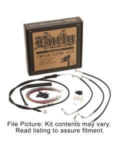 Burly Black Vinyl Extended Cable Kit for 16" Bars on Harley Touring Non ABS CVO