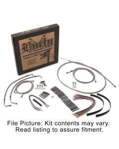 Burly Braided Stainless Steel Cable/Line Kit For 16" Apehangers Harley FLHR/I/C 1997-2001