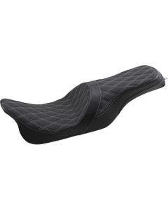 Drag Forward Positioned Predator 2-Up Seat Silver Diamond Harley FLH/T 08-Up