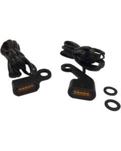 Drag 2040-2142 Black Amber Lens LED Handlebar Marker Light 09-18 Harley FL FX 20402142