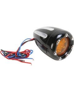 Arlen Ness 12-765 Black Deep Cut Amber Lens Turn Signal & LED Trim Ring Harley