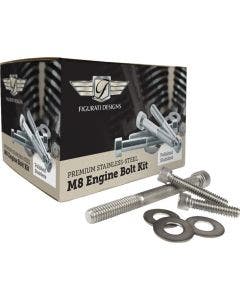 Figurati Polished Steel M8 Engine Bolt Kit 4 Harley 2017-2024 Touring & Softail