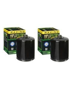 HiFloFiltro HF171BRC Black High Performance Oil Filter Pair 99-19 Harley Models