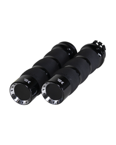 Khrome Werks Black Air Cushion Turbine Handlebar Hand Grips Harley Cable Throttle