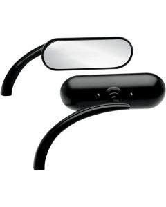 Arlen Ness Micro Black Mini Oval Left & Right Side Mirror Set Harley or Metric Pair
