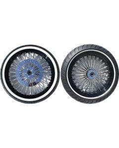 DNA Mammoth 52 Spoke Black Rim Hub Wheel Package Set Tires Harley 02-07