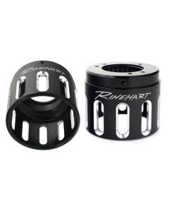 Rinehart 900-0030 Black 4.5" Machined End Cap Pair "Slot" Style Harley 17-20