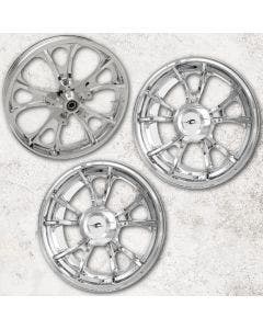 Coastal Moto Chrome Largo Precision Cast 3D 21" Wheel & Tire Package for Harley Trike