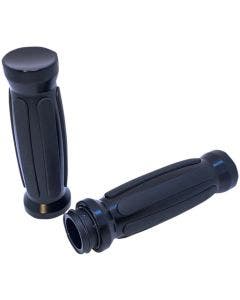 Pro-One 490001B Black Custom Straight Rubber Grips TBW Harley Big Twin 08-20