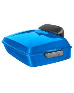 Hogworkz Bonneville Blue Chopped Tour Pack Slim Backrest Chrome Hardware for Harley FLH '97-'24