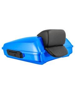 Hogworkz Bonneville Blue Razor Tour Pack Slim Backrest Black Hardware for Harley® FLH '97-'24