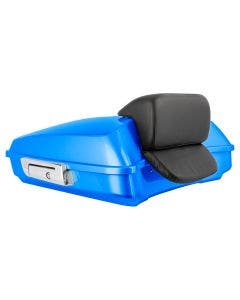 Hogworkz Bonneville Blue Razor Tour Pack Slim Backrest Chrome Hardware for Harley FLH '97-'24