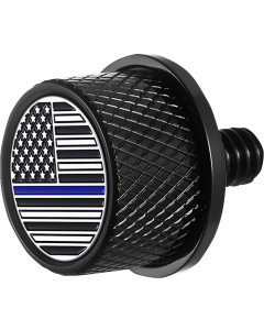 Figurati Black Contrast Blue Line Flag Seat Mounting Knob 4 Harley 65-22 Touring