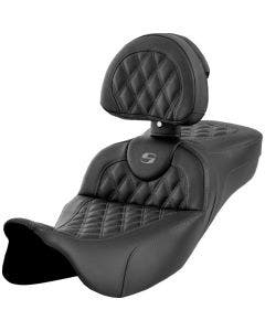 Saddlemen Gray LS Extended Reach RoadSofa Seat W/Backrest Harley 08-23 Touring