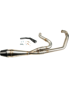 Sawicki 2-1 Brushed Shorty Length Exhaust Black Tip Harley M8 Softail 18-Up