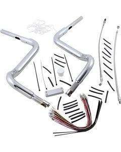 FBI Fat Baggers 1-1/2 Chrome 14" EZ Install Rounded Top Handlebar Cable PKG FLH 08-13