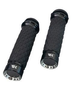Khrome Werks Black Diamond Grips Turbine for Harley Motorcycles w| 1" Bars TBW