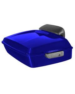Hogworkz Candy Cobalt Blue Chopped Tour Pack Slim Backrest Chrome Hardware for Harley FLH '97-'24