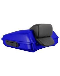 Hogworkz Candy Cobalt Blue Razor Tour Pack Slim Backrest Black Hardware for Harley® FLH '97-'24