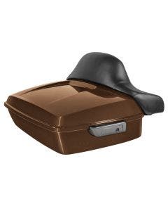 Hogworkz Canyon Brown Chopped Tour Pack Full Backrest Chrome Hardware for Harley FLH '97-'24