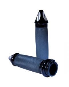 Avon Grips Black Anodized Spike Custom Grips for Harley Cable Throttle 80-21