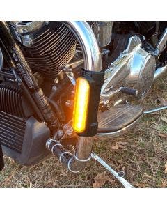Custom Dynamics Run & Turn Signal Black Engine Guard LED Light Harley FLH 97-13