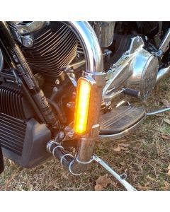 Custom Dynamics Run & Turn Signal Chrome Engine Guard LED Light Harley FLH 97-13