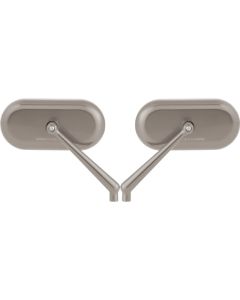 Arlen Ness Oval Mirrors Left & Right Titanium 5.5" Billet Aluminum Universal