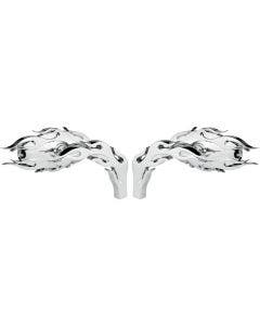 Arlen Ness Micro Chrome Flamed Left & Right Side Mirror Set Harley Metric Pair