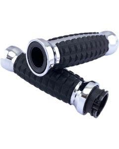 Drag Chrome Grenade Aluminum Soft Rubber 1" Hand Grips Harley 82-20 Cable Throttle
