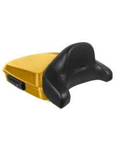 Hogworkz Chrome Yellow Pearl Chopped Tour Pack Full Backrest Black Hardware for Harley FLH (2013)