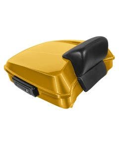 Hogworkz Chrome Yellow Pearl Chopped Tour Pack w/ Slim Backrest Black Hardware for Harley FLH (2013)