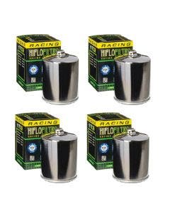 HiFloFiltro HF170CRC Set of 4 Chrome High Performance Oil Filter Harley Big Twin