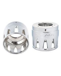 Rinehart 900-0021 Chrome 4.5" Machined End Cap Pair "Merge" Style Harley 17-20